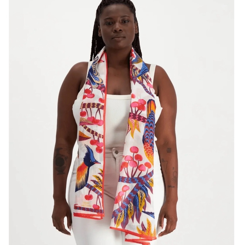 NWT Inoui Editions Cerise Tropical Cherries Cotton Scarf/Pareo